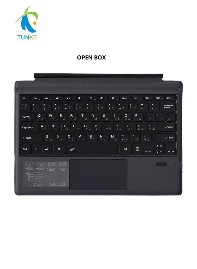 TUNKE Open Box - Microfiber Bluetooth Keyboard with Touchpad Compatible with Surface Pro 7/7Plus/6/5/4/3 (12.3") - English & Arabic Layout (No Backlight) - Image 1